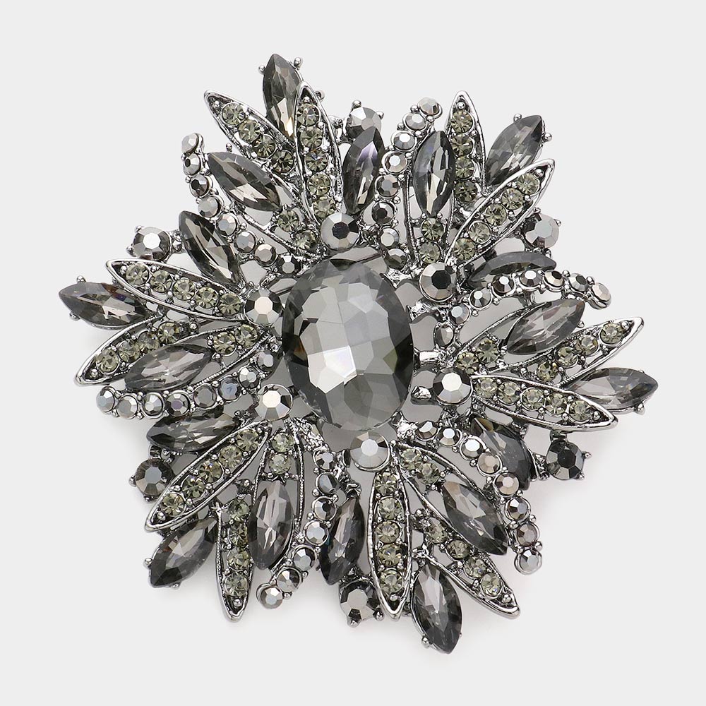 Crystal Flower Brooch