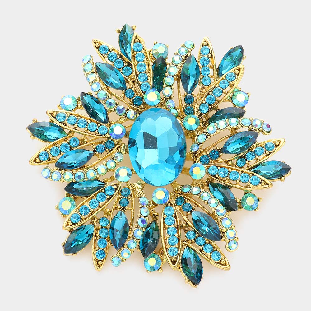 Crystal Flower Brooch