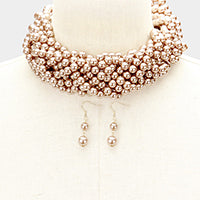 Class Act braided  pearl necklace set