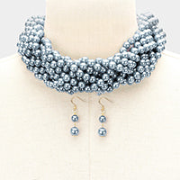 Class Act braided  pearl necklace set