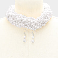 Class Act braided  pearl necklace set