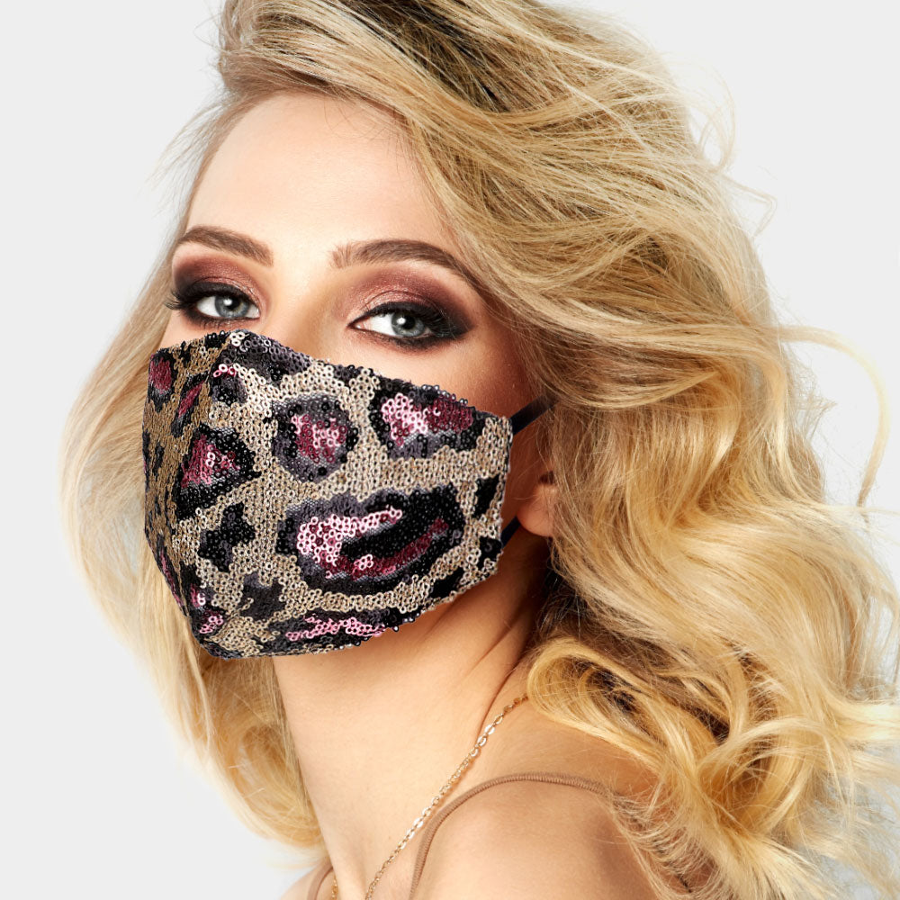 Leopard sequin mask