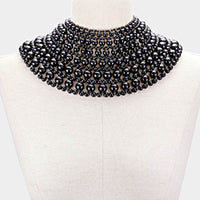 All black bib necklace