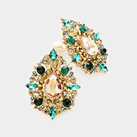 Teardrop crystal clip on earrings